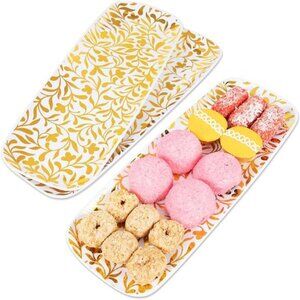 Disposable Gold Serving Trays 3 Pack - Elegant Plastic Trays for Serving Food